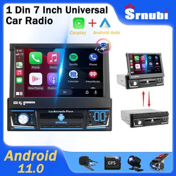 1Din autórádió 7inch Behúzható Képernyő Multimédia Lejátszó Autoradio Egyetemes CarPlay Android MP5 rádió Jármű NEM DVD