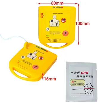1set XTF-009 portugál Mini AED Edző Sárga Szín Azonnali Defibrillátor + 1db CPR arcvédőt újra lélegeztető PVC, Mint Ajándék