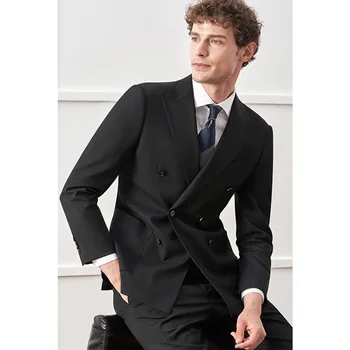 3545 - RD-High-end kockás tavaszi öltöny, férfi üzleti alkalmi ruha trend karcsúsító egyedi öltöny