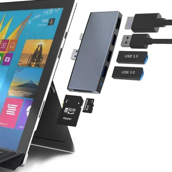 6 AZ 1-BEN USB3.0 Dokkolóegység Alkalmazkodik Surface Pro/4/5/6 Hub Dokkolóegység Hdmi4k HD Átalakító