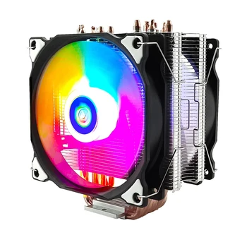 6 hőcsöves colorslight színek RGB LED Fény, Hőmérséklet-szabályozás CPU PC Esetben 6 Réz Cső hűtőbordák hűtőventilátor