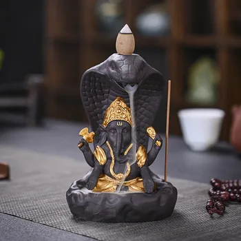 A Kígyó Az Elefánt Isten Füstölő Lila Homok Backflow Füstölő Kreatív Lila Agyag Zen Lelet Feng Shui Dekoráció