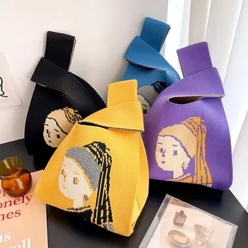 Aranyos Lányok Nyomtatás kint Táska Divat Kézzel készített Váll táska koreai Nők Mini Csomót szabadidő Diákok Újrahasznosítható Bevásárló Táskák