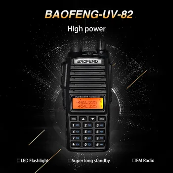 Baofeng UV-82 Walkie Talkie 8W Nagy teljesítményű UV82 Hordozható Sonka CB Rádió UV82 Kettős AV-VHF UHF Adó-vevő 10KM Két módon Radi