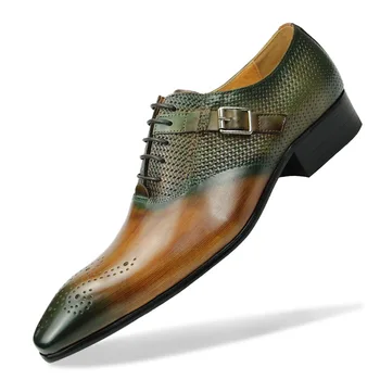 Cipő Férfi Luxus Alkalmi Bőr Magas Minőségű, Több színben Zsinór Kézzel készített Oxford Cipő scarpe uomo Csipke Hivatalos