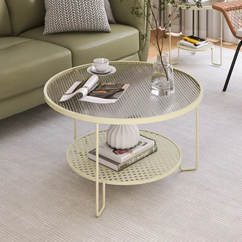 Egyszerű Design Kerek Dohányzó Asztal Üveg-Nappali, Tároló Luxus Dohányzóasztal Modern Skandináv Basse De Szalon Otthon Bútor