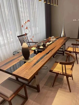 Epoxi ragasztó folyó asztali óceán tea asztal hullám nagy tábla étkezési tömör fa napló kávé Szabadtéri Hotel Modern Egyéni