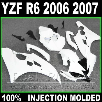 Forró eladó karosszéria a YAMAHA R6 spoiler 2006 2007 fröccsöntő fehér matt fekete 2006 2007 YZF R6 burkolat