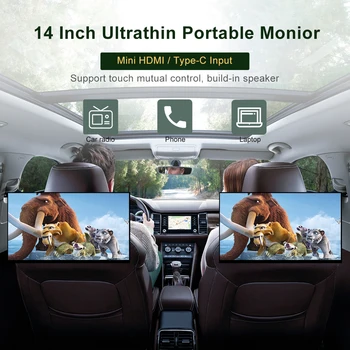 Hordozható Monitor 14inch 1080P FHD Laptop Monitor C-Típusú HDMI-Számítógép HDR Külső Képernyő, IPS Android Rádió/Xbox Kapcsoló PS5