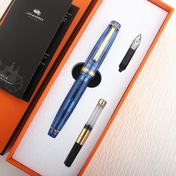 Jinhao 82 töltőtoll Akril Toll Spin Arany EF F Nib Üzleti Office tanszerek Írás Pen 0,5 mm Ajándék díszdoboz