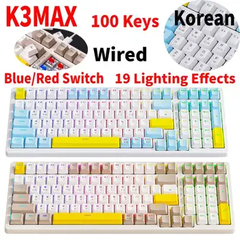 K3MAX RGB Mechanikus Billentyűzet USB2.0 Vezetékes Gaming Billentyűzet 100 kiló 19 fényhatások Hotswap Billentyűzet a Laptop, Számítógép