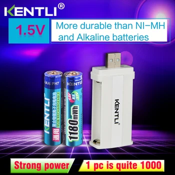 KENTLI 2db nincs memória hatás 1,5 v 1180mWh AAA li lítium-ion akkumulátorok akkumulátor +2 csatorna lítium töltő