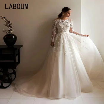 LaBoum, Fehér-VONAL MAGAS Söprés Vonat Tulle Gyönyörű Esküvői Ruha 2023 Elegáns vestido de noiva brautkleider köntöst, de mariée
