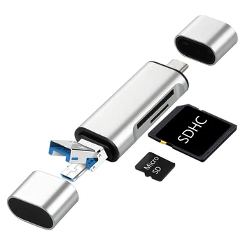 Micro USB-USB 3.0 C Típusú SD TF Kártya Olvasó, OTG USB-C Nagy sebességű Memóriakártya-Olvasó a Számítógép-Laptop Macbook Android Telefon
