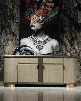 Modern olasz fény luxus márvány étkezési szekrény, tároló, dekoráció tornácon szekrény