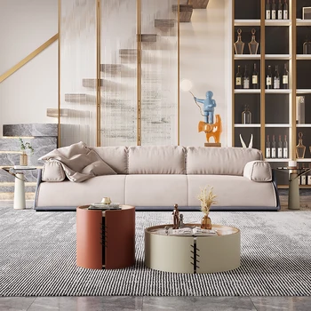 Modern, világos luxus kanapé egyszerű olasz minimalista technológiával, matt ruhával nappali nettó piros tervező le szövet kanapé