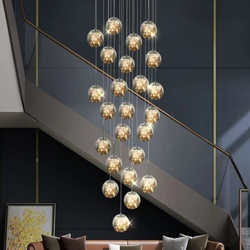 Művészet, Led Csillár Medál Lámpa Szoba Dekoráció Karácsonyi Dekoráció Lépcső, modern, minimalista luxus duplex kreatív villa loft