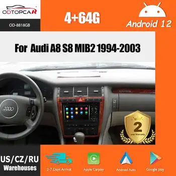 Odtopcar Autoradio 7 hüvelykes Android érintőképernyő, Audi A8/S8/RS8 1999-2004 Sztereó DVDPlayer AndroidAuto Carplay GPS Navigáció