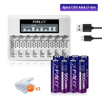 PALO Újratölthető AAA 1,5 V 900mWh Lítium Akkumulátorral Zseblámpa Játék Óra, MP3-Lejátszó, Li-ion Akkumulátor, 1,5 V-os Akkumulátor Töltő