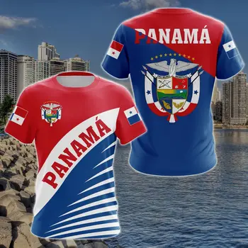 Panamai Zászló & címer Grafikai Tee Nyári Laza Pulóver Férfi Divat Laza pólók Fiúk Túlméretezett Rövid Ujjú Felsők