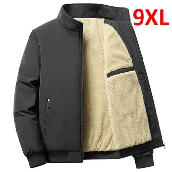 Polár Kabát Férfi Téli Vastag Kabát Kabát Plus Size 8XL egyszínű Kabát Divat Alkalmi Outwear Nagy Méretű 8XL Meleg Kabát