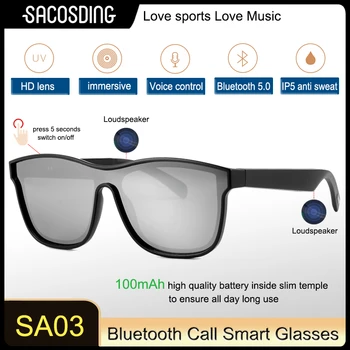 SACOSDING Okos Szemüveg Bluetooth5.0 Okos Napszemüveg Touch Control Kihangosító Zene-Hívja fel a Vezetés Szemüveg Sport HD, Sztereó Fülhallgató