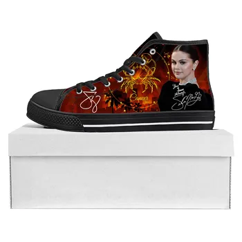 Selena Gomez Magas Magas Minőségű Cipők, Férfi Ruházat Női Tinédzser Vászon Cipő Alkalmi Rendelésre Készült Cipő Testre Cipő Fekete