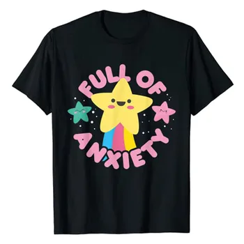 Szorongással teli Aranyos Aranyos Gótikus Pasztell Gót T-Shirt Csillag Aranyos Grafika Nyomtatás Póló Újszerű Ajándékok Y2k Felső Rövid Ujjú Blúz