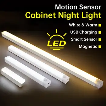 Ultra-vékony Mozgásérzékelő Lámpa Vezeték nélküli LED-es Éjszakai Fény Hálószoba Decor Lépcső, Szekrény Újratölthető USB Érzékelő Lámpa
