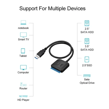 USB 3 0 SATA 5Gbps Lemez Adapter Vezeték HDD SSD Power Csatlakozó adatkábel Asztali Számítógép Notebook Iroda USB 3 0