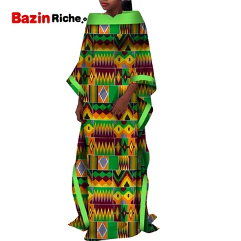 Vestidos Nők Afrikai Ruházat Köpeny Bazin Riche Patchwork Hosszú Dashiki Nyomtatás Pamut Ruhák WY5385