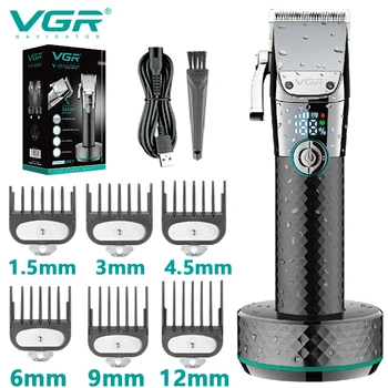 VGR Szakmai Haj Clipper Borbély Haj Trimmer Vezeték nélküli hajvágó Gép, Újratölthető Állítható a Töltés Bázis V-682
