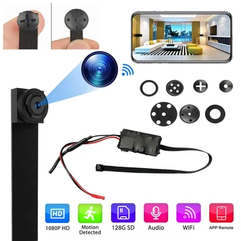 WIFI Hálózat Webkamera, IP P2P Cam HD Mini Széles Látószögű Objektív DIY Vezeték nélküli Modul mozgásérzékelős Mini Kamera Támogatás TF Kártyával