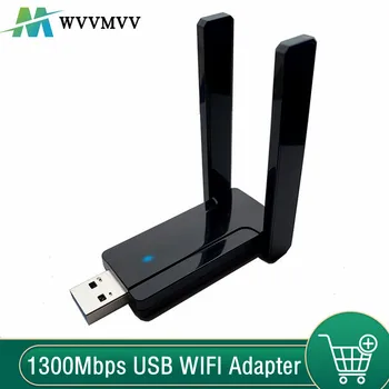 WvvMvv 1300Mbps Vezeték nélküli WI-FI USB 3.0 kétsávos, 2,4 G 5G Külső WiFi Adapter Hálózati Cark PC Asztali Laptop Windows, MAC