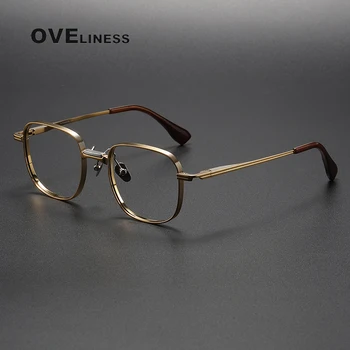 Évjárat tér Tiszta Titán Szemüveg Keret Férfi Retro Rövidlátás Optikai Szemüveget Keret Nők Luxus Márka Szemüveg